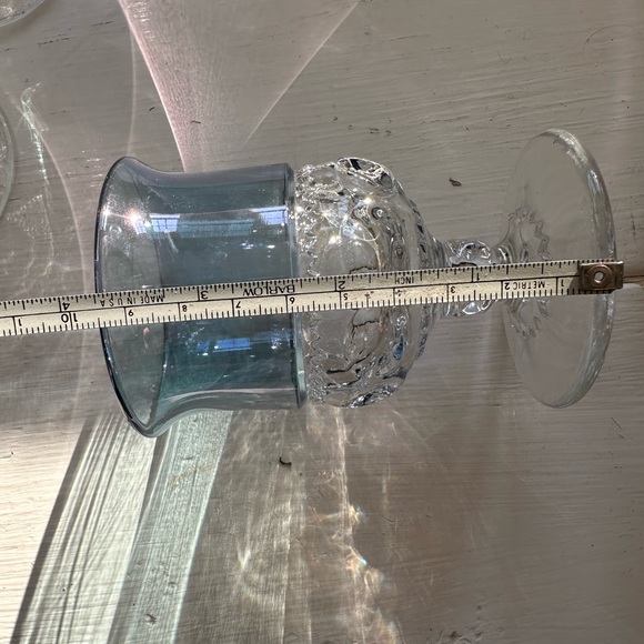 8-Kings Crown Thumbprint blue Cordial Cocktail Juice Glass Flashed 4 3/8” tall - Picture 4 of 7